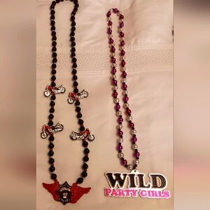 Mardi Gra Colorful Bead/ Necklace  Motor Cycle / WILD Party Girls Emblems